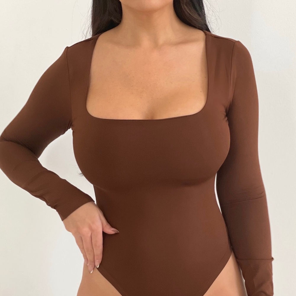 Brown Square Neck Bodysuit